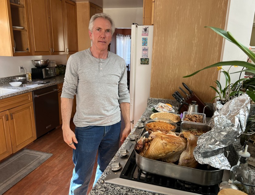 My husband cooked the turkey this Thanksgiving.