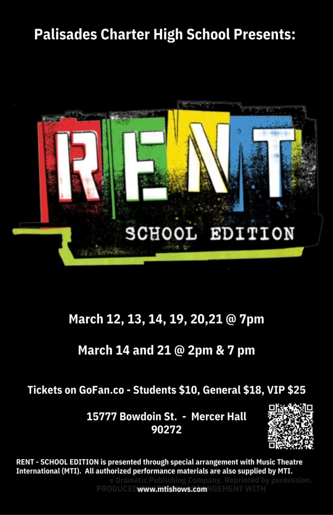 “Rent” Opens at Pali High on March 12