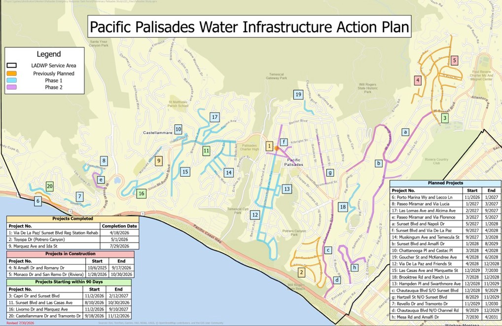 Water Map Two Water Line Breaks, One on Sunset and a Second on Goucher - Circling ...